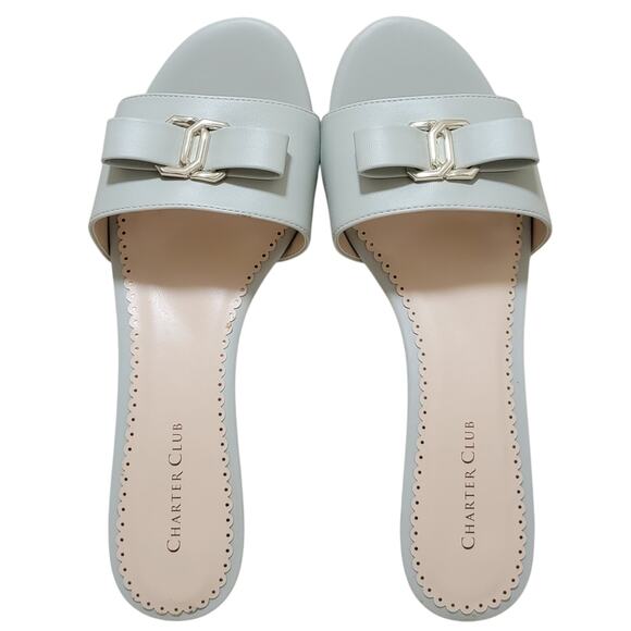 Charter Club Women Tessaa Kitten Heel Slide Sandals Size US 8.5M Soft Mist PU - Picture 3 of 5